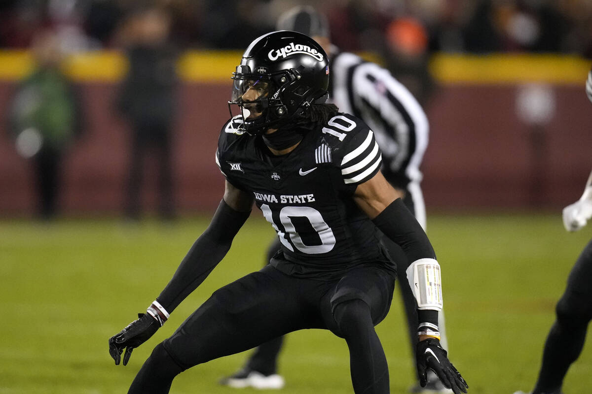 Iowa State defensive back Darien Porter gets set for a play during the first half of an NCAA co ...