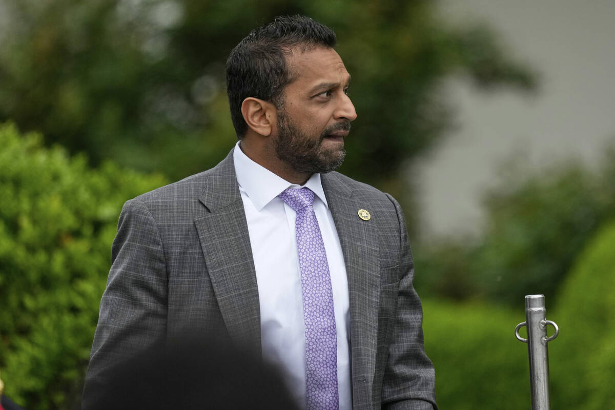 File - FBI director Kash Patel arrives on the South Lawn of the White House before President Do ...