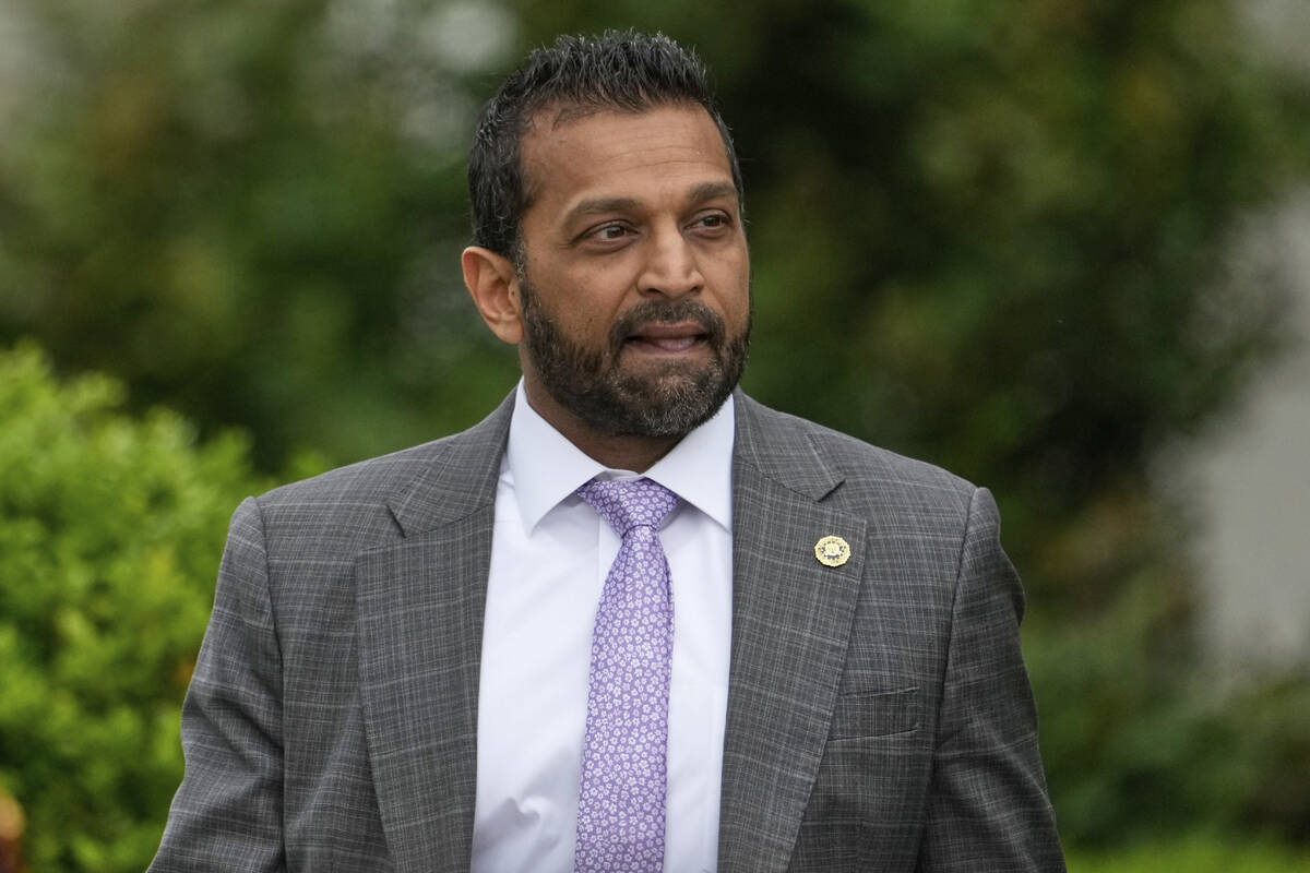 FILE - FBI director Kash Patel arrives on the South Lawn of the White House before President Do ...