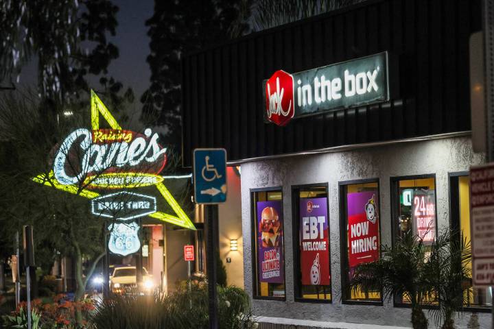 Jack in the Box located on Route 66, Monday, April 1, 2024, in Azusa, California. (Robert Gauth ...