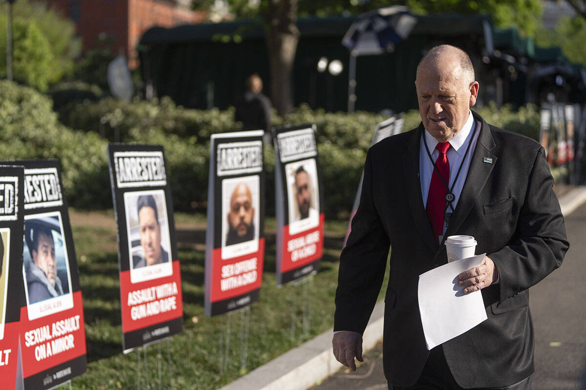 White House border czar Tom Homan walks off following a television interview at the White House ...