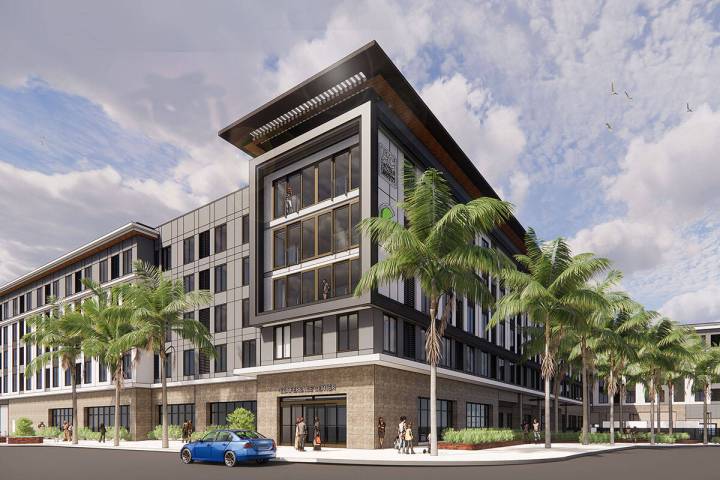 Developer Jackson-Shaw's hotel project in Las Vegas' Symphony Park, a rendering of which is see ...