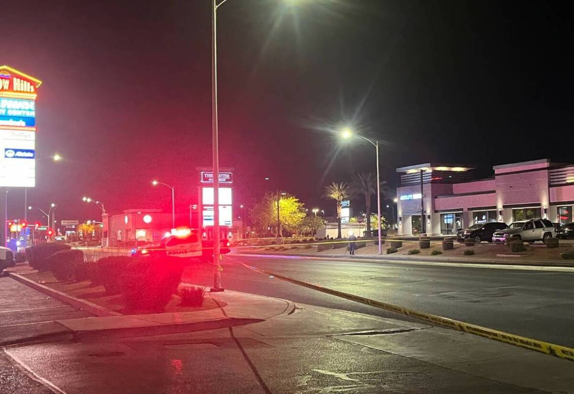 Police investigate the scene of a fatal crash near Jones Boulevard at West Eugene Avenue in Las ...