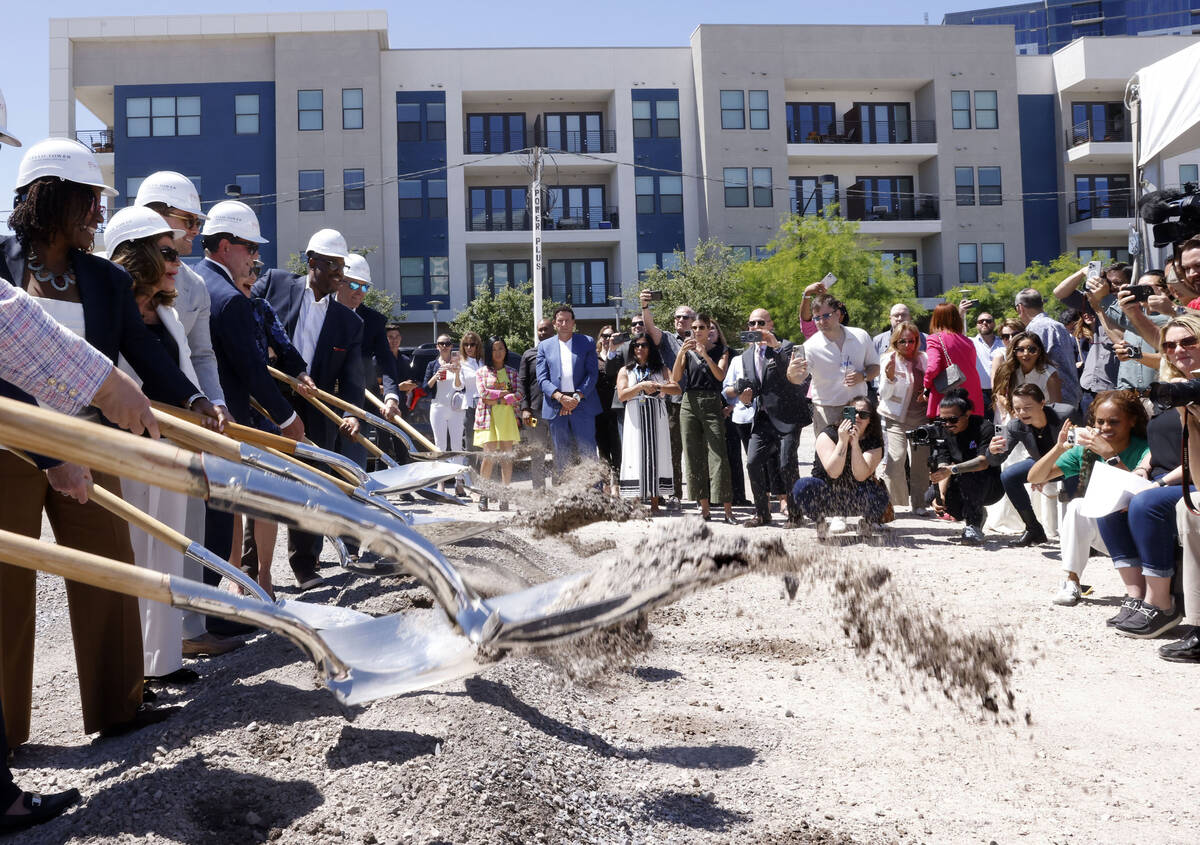 (Left to right) Councilwoman Shondra Summers-Armstrong, Mayor Shelley Berkley, Las Vegas develo ...