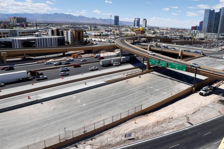 Work continues on the Interstate 15 at Tropicana Avenue in Las Vegas Tuesday, April 29, 2025, i ...