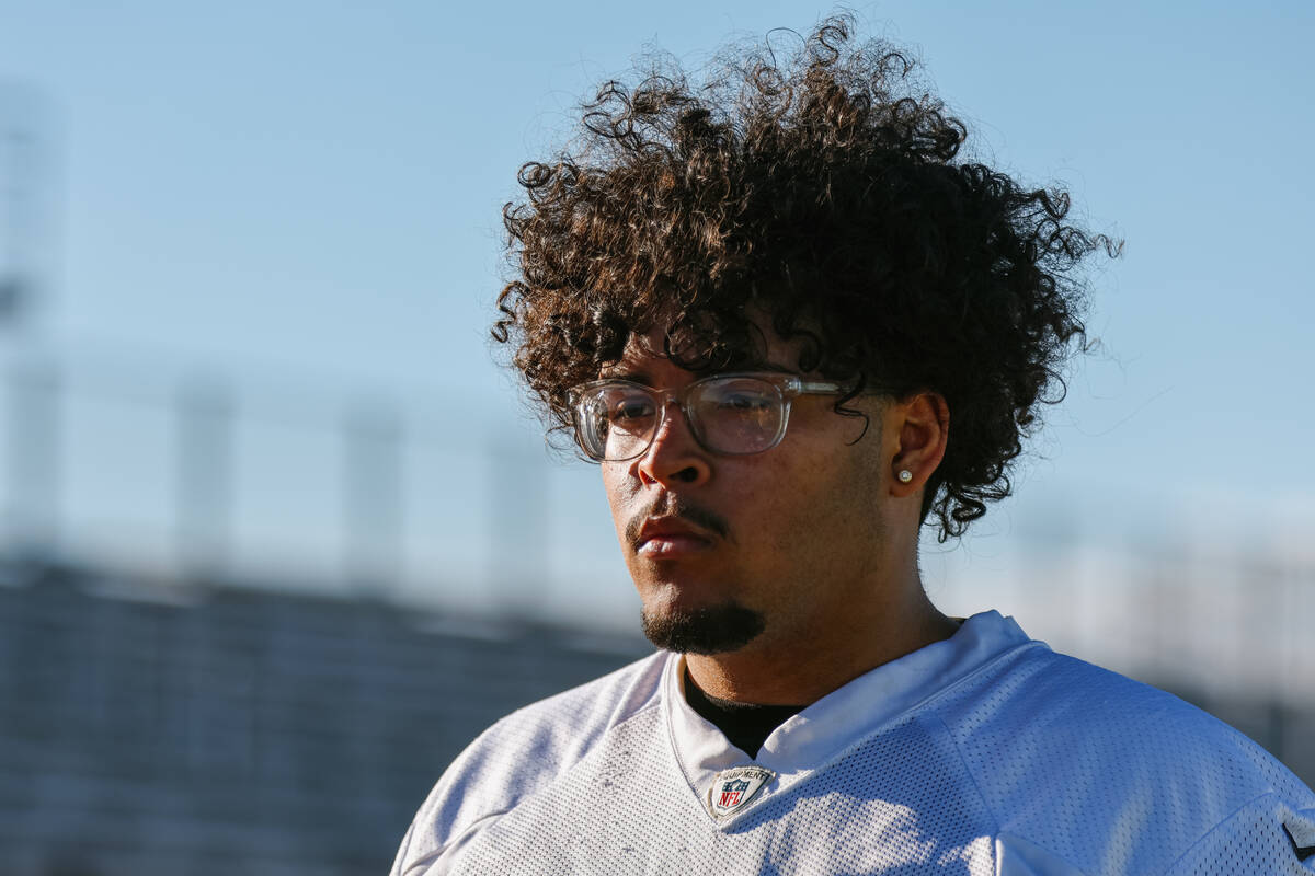 Clark High School offensive lineman Dominic Harris at practice on Tuesday, April 29, 2025 at Cl ...