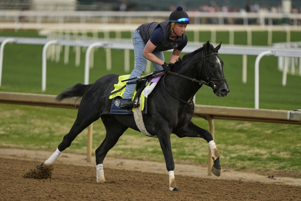Kentucky Derby entrant Chunk of Gold works out at Churchill Downs Tuesday, April 29, 2025, in L ...