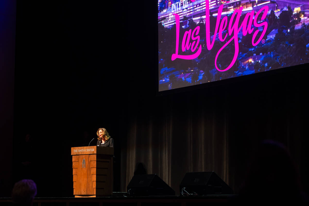 Las Vegas Mayor Shelley Berkley delivers her State of the City address at The Smith Center on W ...