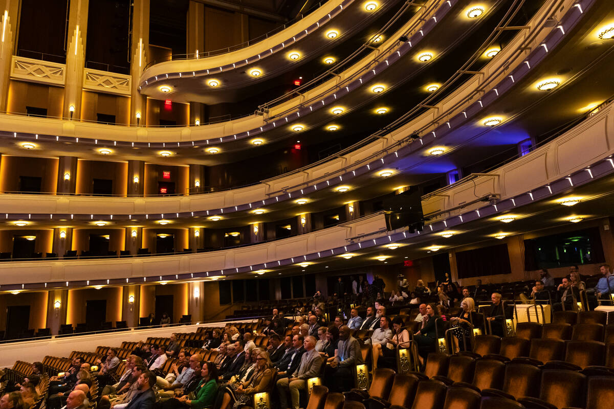 People attend the State of the City address at The Smith Center on Wednesday, April 30, 2025, i ...