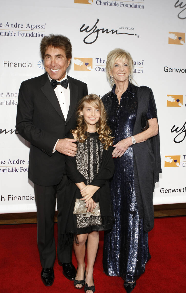 Steve Wynn, wife Elaine and granddaughter Marloe Early participate in the Andre Agassi Charitab ...