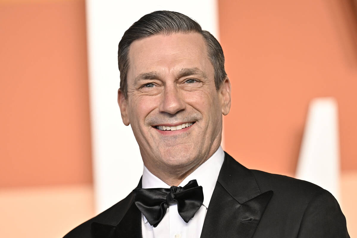 Jon Hamm arrives at the Vanity Fair Oscar Party on Sunday, March 2, 2025, at the Wallis Annenbe ...