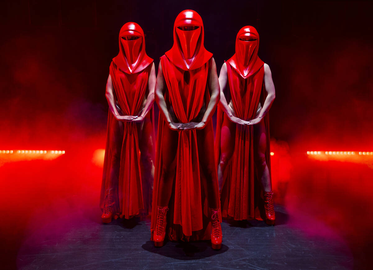 The Imperial Guards from the burlesque Star Wars spoof "The Empire Strips Back" pose at the for ...