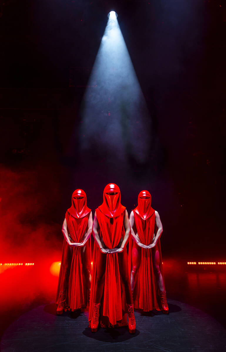 The Imperial Guards from the burlesque Star Wars spoof "The Empire Strips Back" pose at the for ...