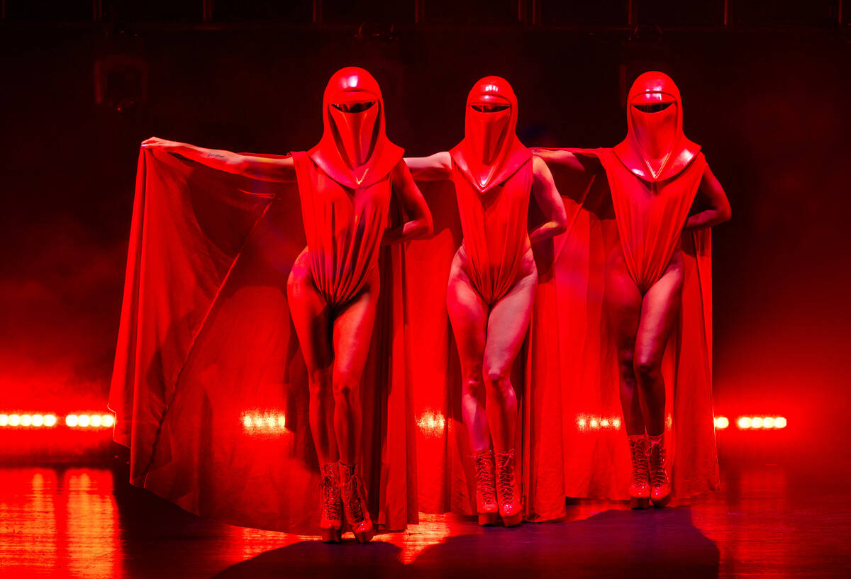 The Imperial Guards from the burlesque Star Wars spoof "The Empire Strips Back" pose at the for ...