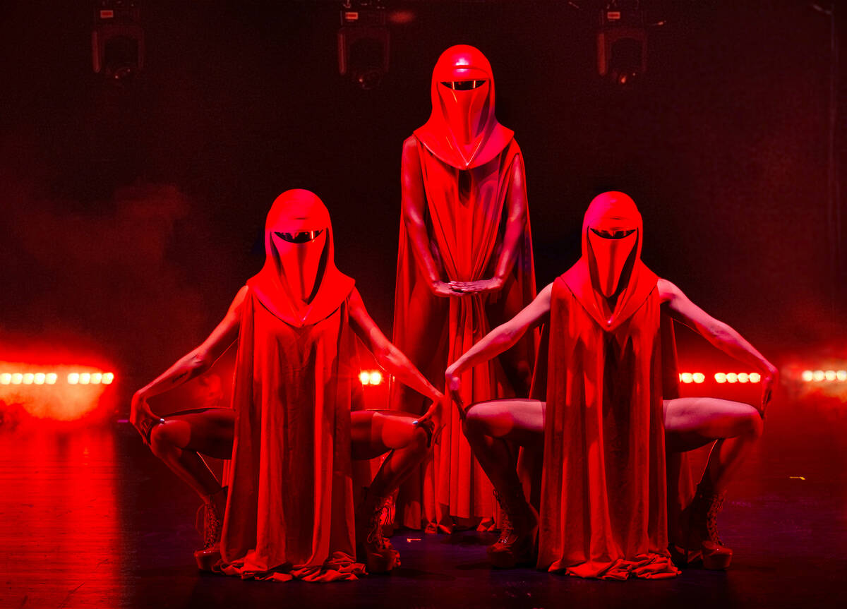 The Imperial Guards from the burlesque Star Wars spoof "The Empire Strips Back" pose at the for ...