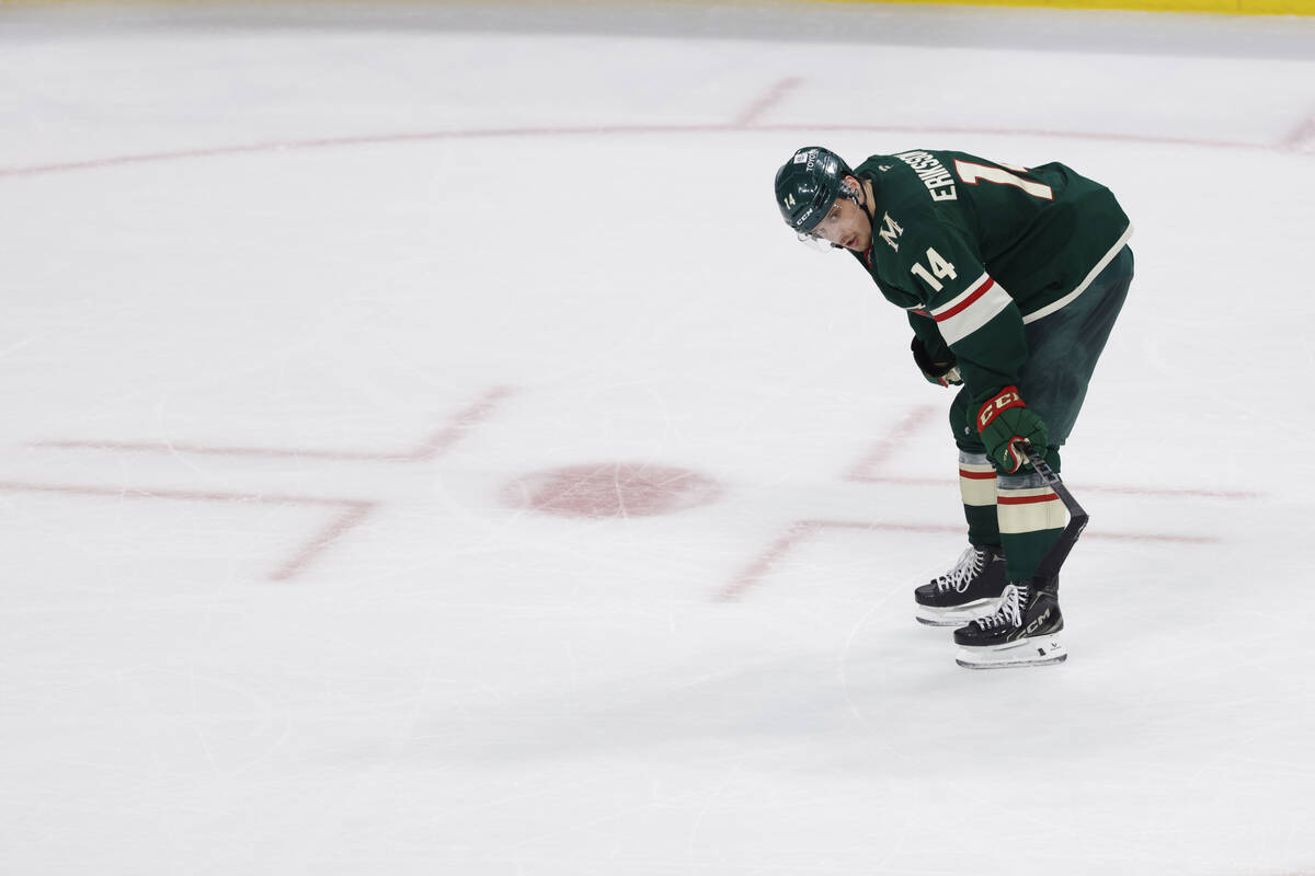 Minnesota Wild center Joel Eriksson Ek looks after his team lost Game 6 of a first-round NHL ho ...
