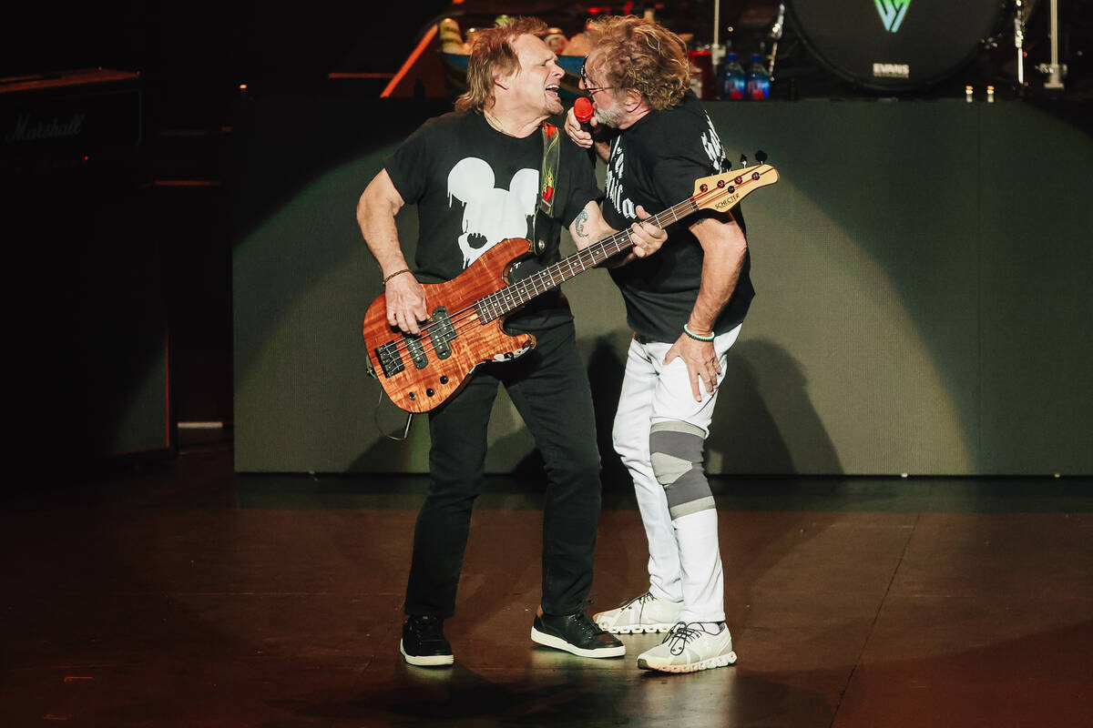Michael Anthony, left, performs with Sammy Hagar during the “Sammy Hagar: The Best of Al ...