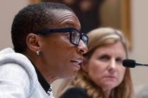 Former Harvard President Claudine Gay. (AP Photo/Mark Schiefelbein)
