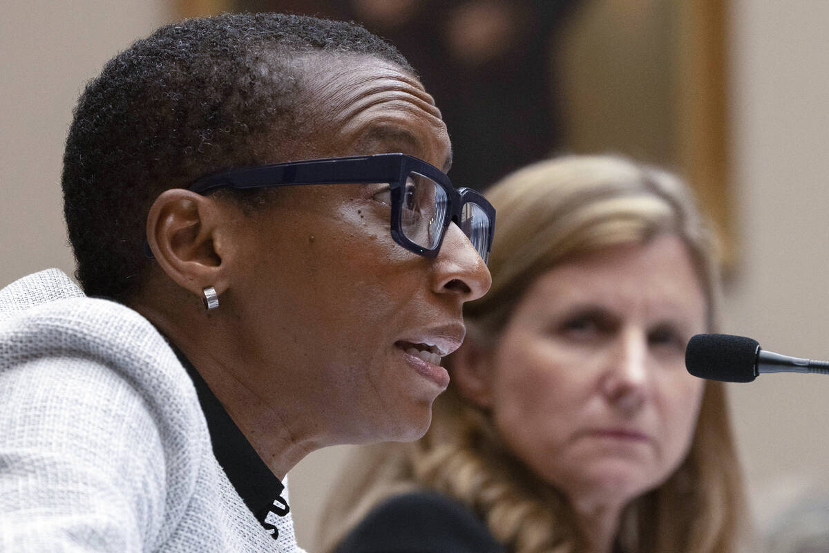Former Harvard President Claudine Gay. (AP Photo/Mark Schiefelbein)