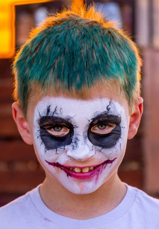 Buddy Hubbard, 8, of Boulder City, is made up as "The Joker" during the Spring Jamboree outdoor ...