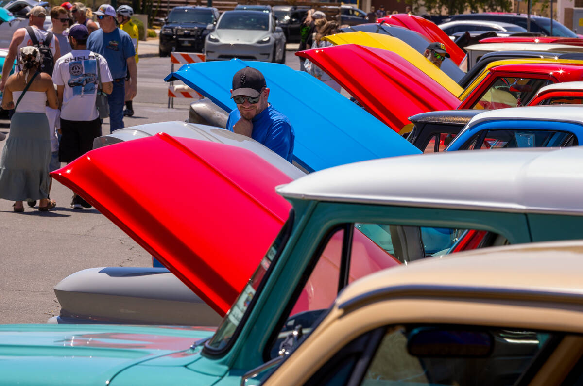 The Pan Draggers Rod Run Car Show attracts a large crowd during the Spring Jamboree outdoor fes ...