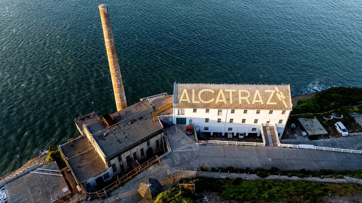 A building stands on Alcatraz Island on Sunday, May 4, 2025, in the San Francisco Bay, Calif. ( ...