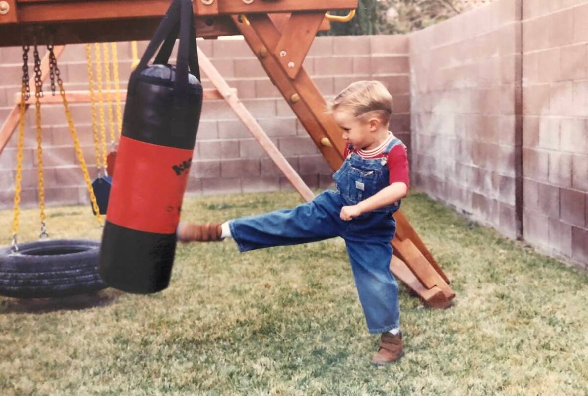 Blake Owens as a young kid working the bag. (Blake Owens)