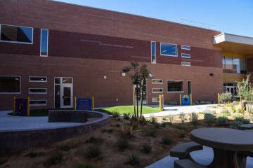 Red Rock Elementary School on the first day of school in Las Vegas, Monday, Aug. 12, 2024. (Rac ...