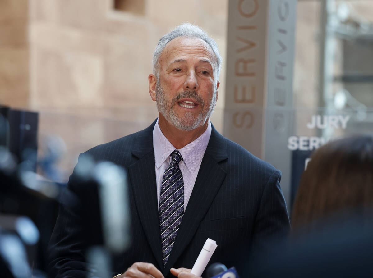 Clark County District Attorney Steve Wolfson addresses the media after a hearing in the case ag ...