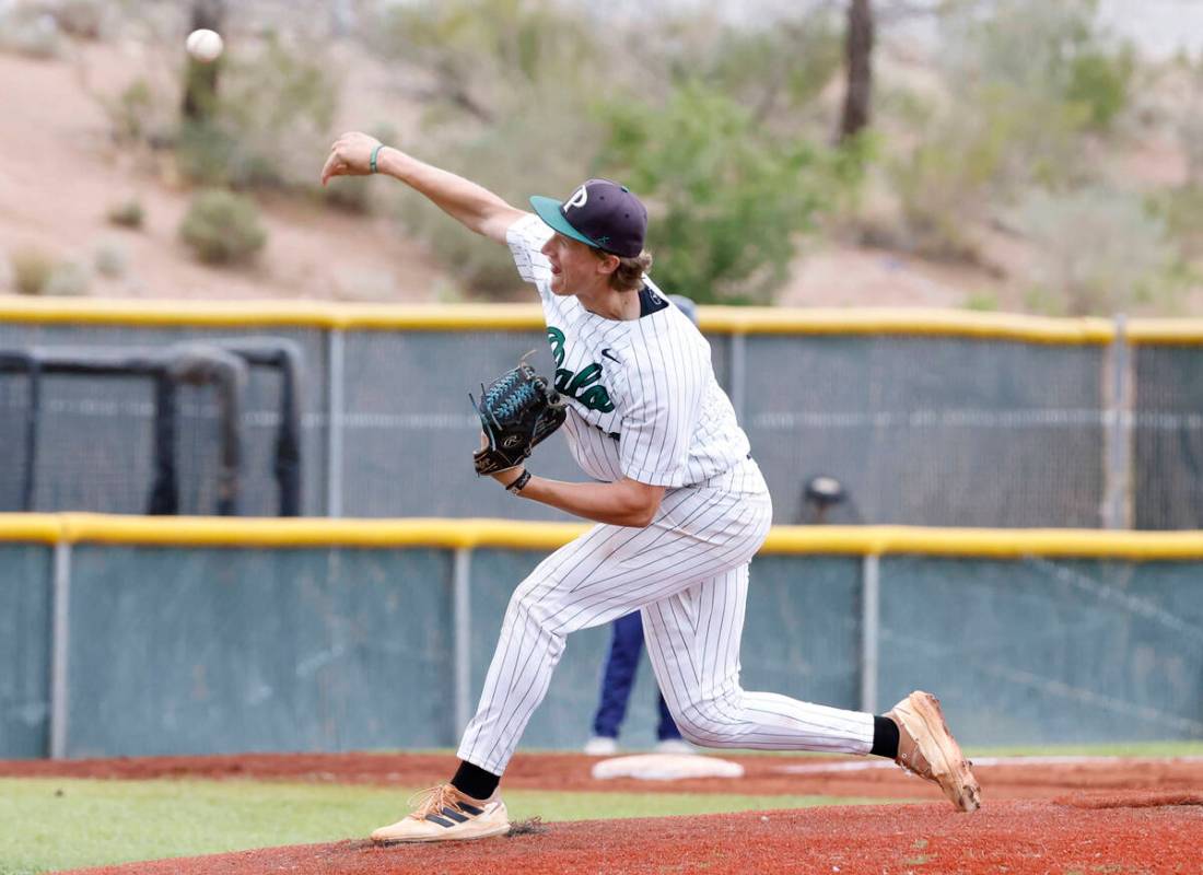Palo Verde's Kyle Johnson delivers a pitch against Foothill during the 5A baseball Southern Reg ...