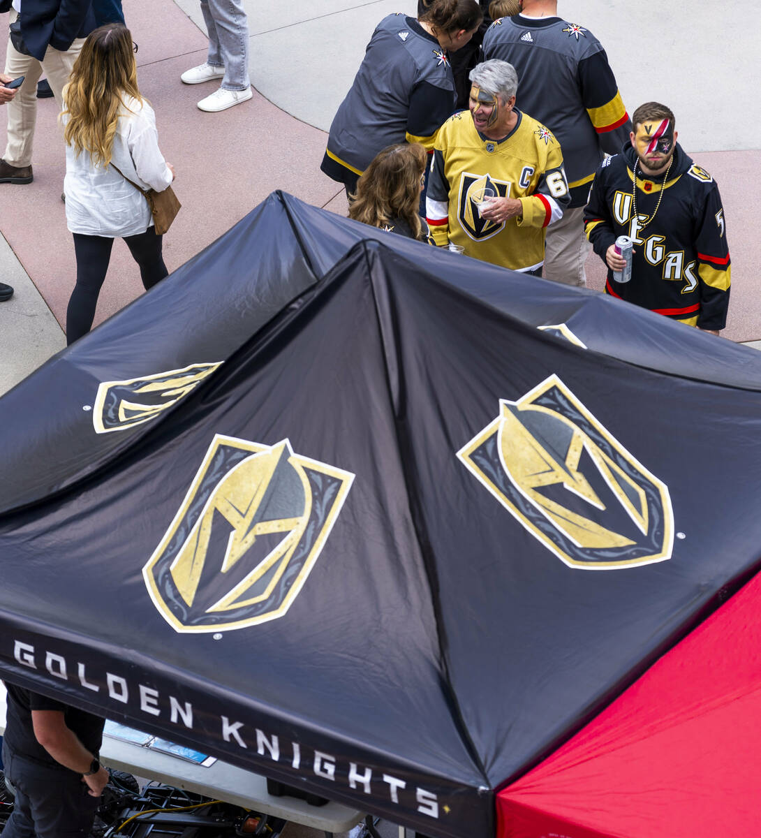 Dance have their faces painted outside before first period of game one in the Golden Knights an ...