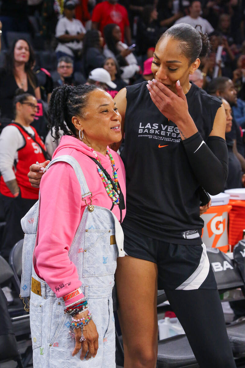Aces center A’ja Wilson meets up with her former coach, South Carolina’s Dawn Sta ...