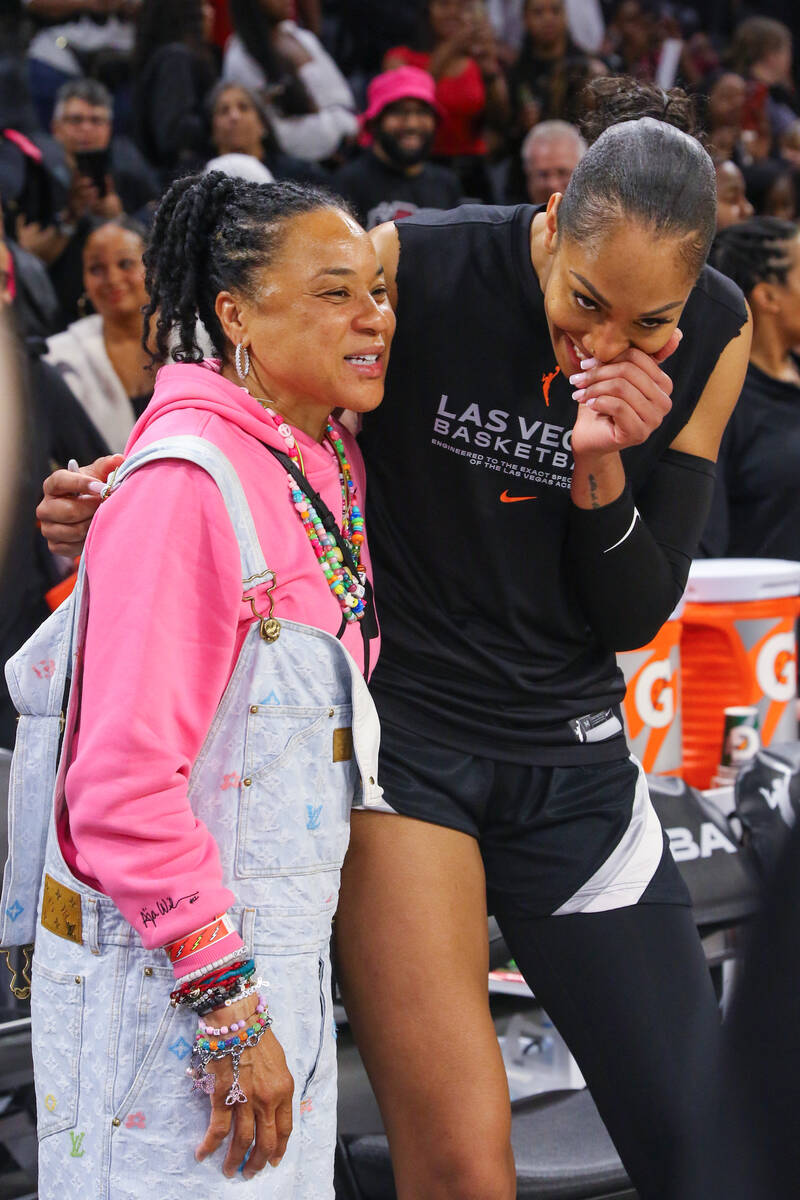 Aces center A’ja Wilson meets up with her former coach, South Carolina’s Dawn Sta ...