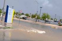 Roads were flooded around the College of Southern Nevada Henderson Campus on Tuesday, May 6, 20 ...
