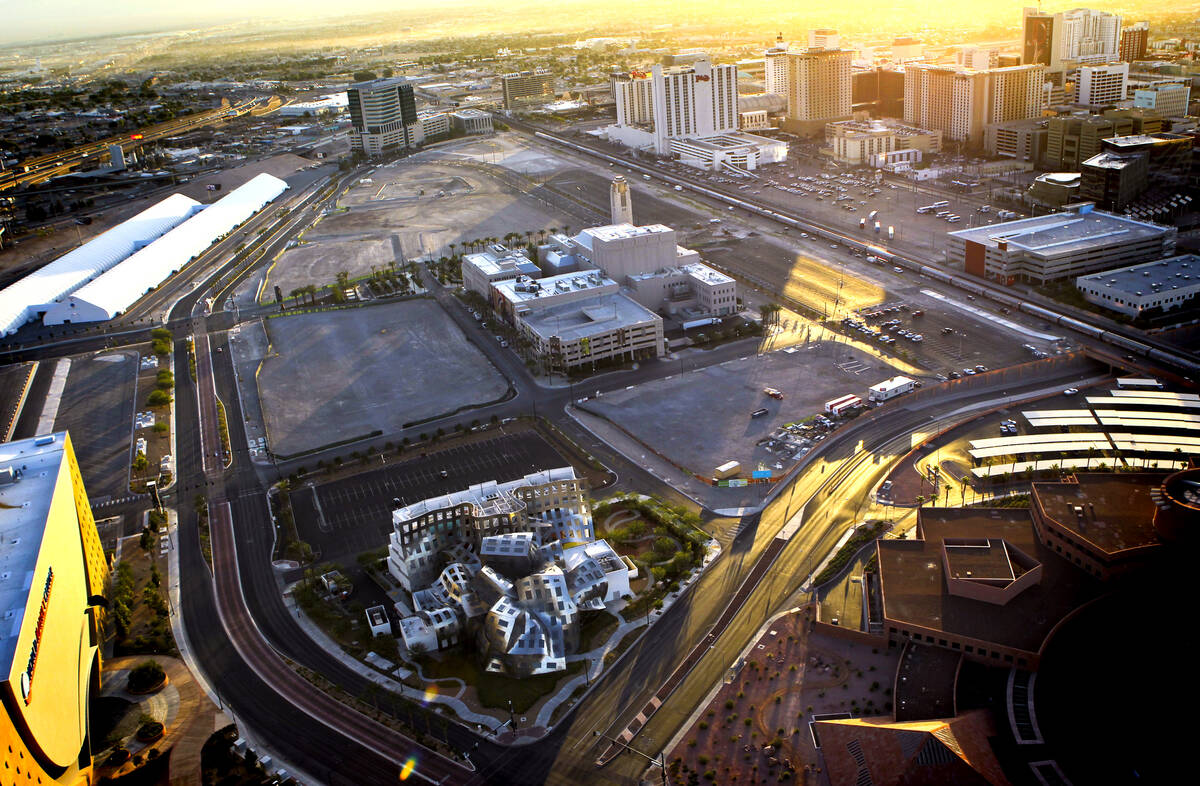 Symphony Park, a 61-acre site in downtown Las Vegas, as seen in 2012. Most of the land now has ...