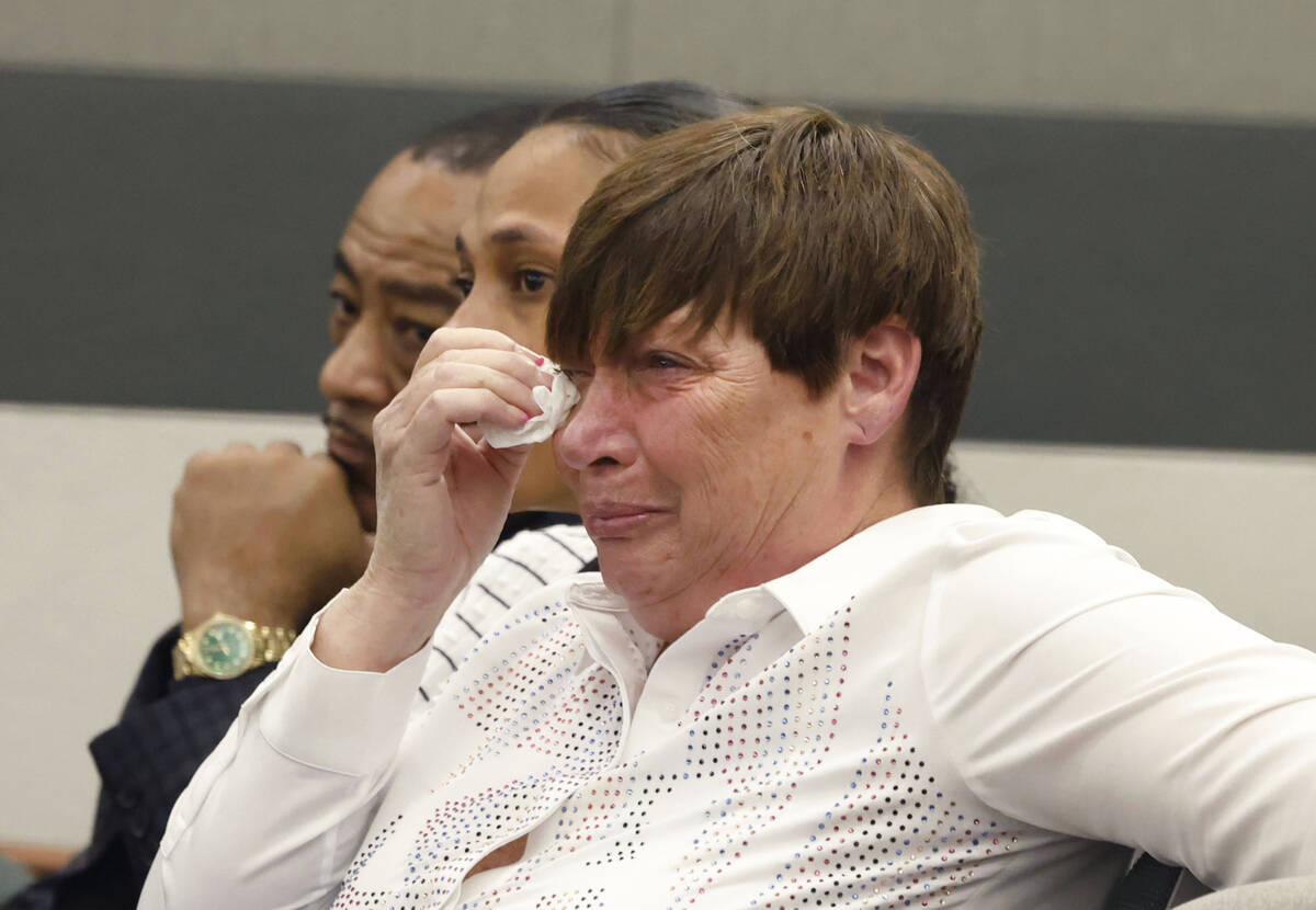 Cynthia Mosley, the grandmother of Brandon Steckler Jr., weeps as she attends the sentencing of ...