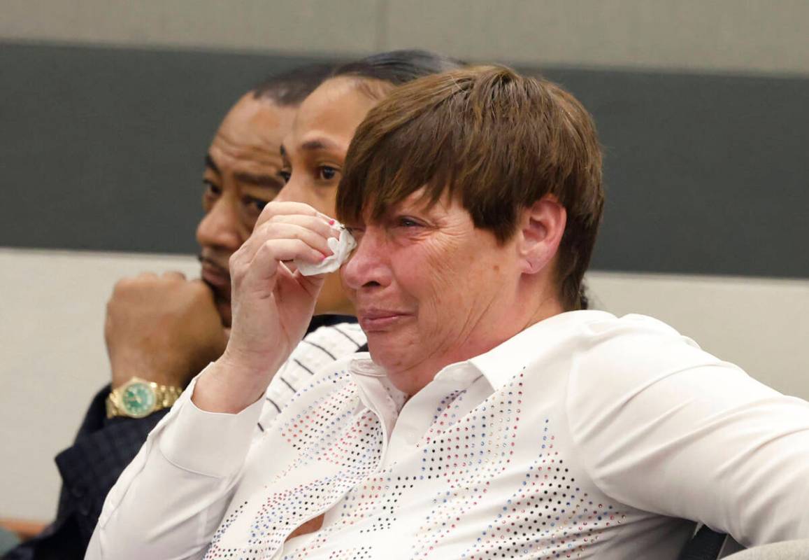 Cynthia Mosley, the grandmother of Brandon Steckler Jr., weeps as she attends the sentencing of ...