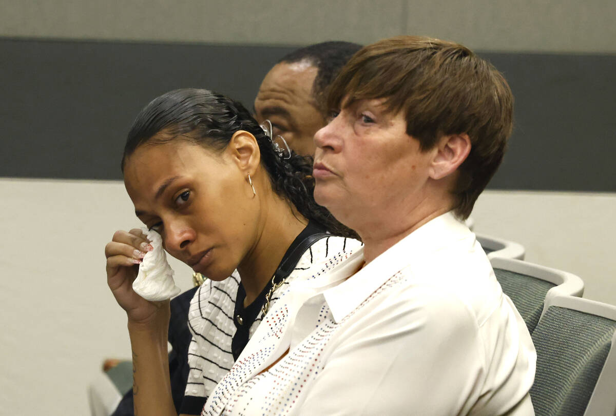 Ariel Watts, left, the mother of Brandon Steckler Jr., weeps as she attends the sentencing of C ...