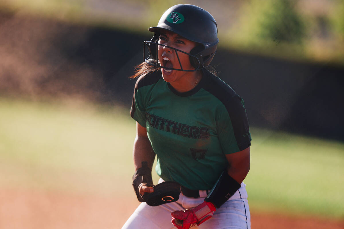 Palo Verde’s Makayla Enriquez celebrates during a high school Class 5A Softball Southern ...