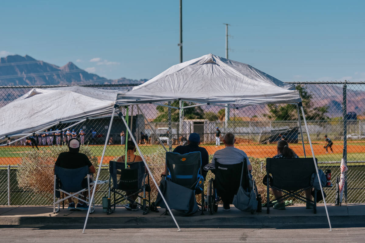Fans watch the NIAA 5A Southern Region baseball game between Basic Academy and Faith Lutheran f ...