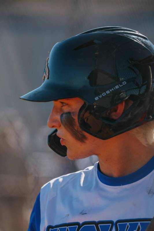Basic’s Andruw Giles (29) waits on deck to bat during the NIAA 5A Southern Region baseba ...