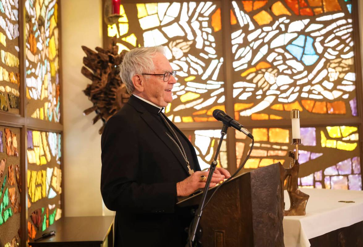 Archbishop George Leo Thomas talks about the election of the new pope, Cardinal Robert Prevost, ...