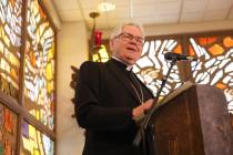 Archbishop George Leo Thomas talks about the election of the new pope, Cardinal Robert Prevost, ...
