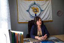 Amber Torres, then the chairman of the Walker River Paiute Tribe, speaks to the Review-Journal ...