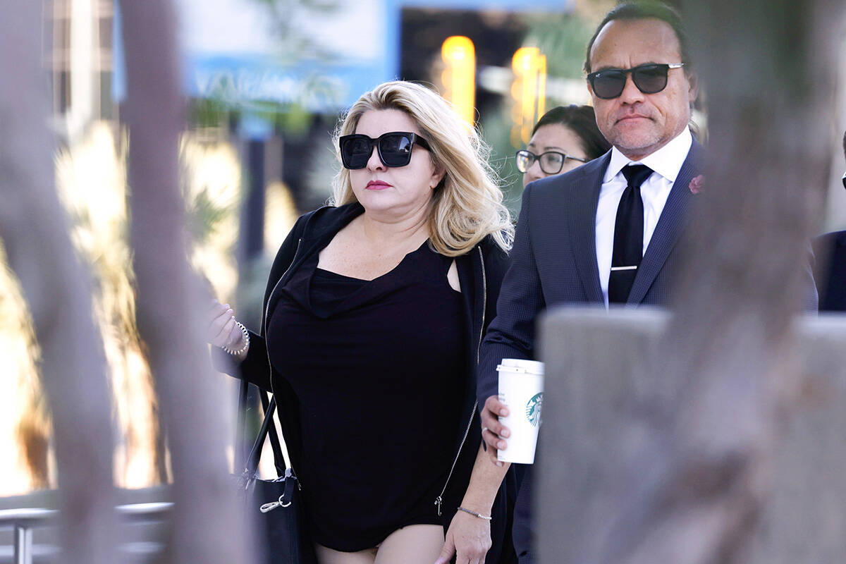 Former Las Vegas City Councilwoman Michele Fiore arrives for her wire fraud trial at the Lloyd ...