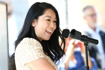 North Las Vegas City Manager Micaela Moore speaks during the grand opening of the Dolores Huert ...