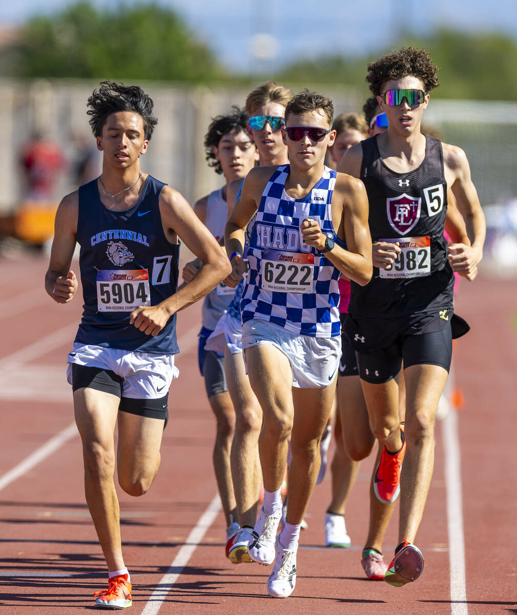 Centennial's Calvin Rivera (5904), Shadow Ridge's Justin Rawe (6222) and Faith Lutheran's Brady ...