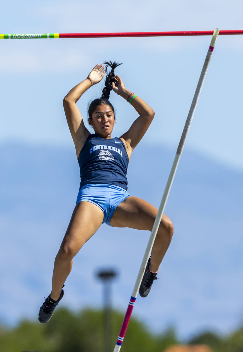 Centennial's Claris Monarrez clears 11'6" in the girl's pole vault already earning a spot ...