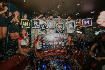 Members of Wrexham A.F.C. celebrate the team's promotion to the English Football League Champio ...