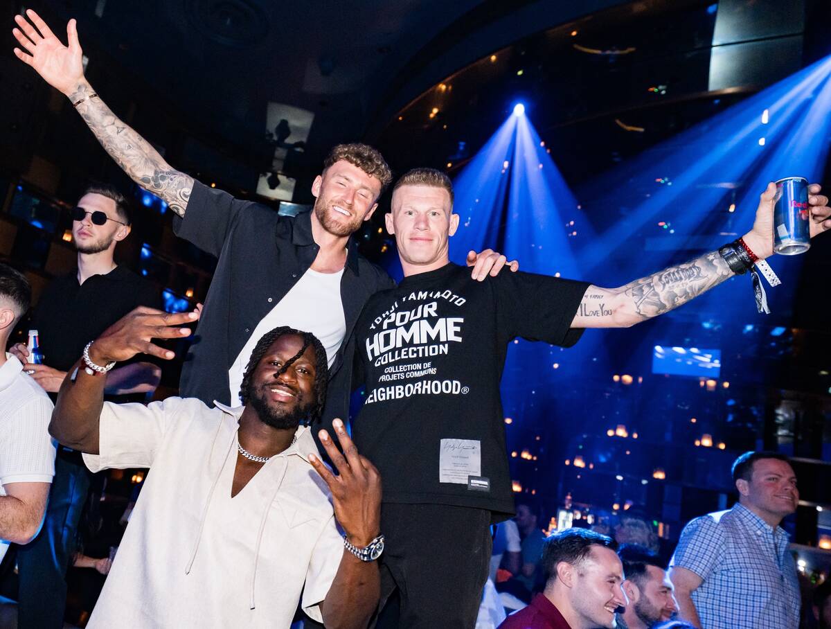 Members of Wrexham A.F.C. are shown at Omnia Nightclub at Caesars Palace on Friday, May 9, 2025 ...